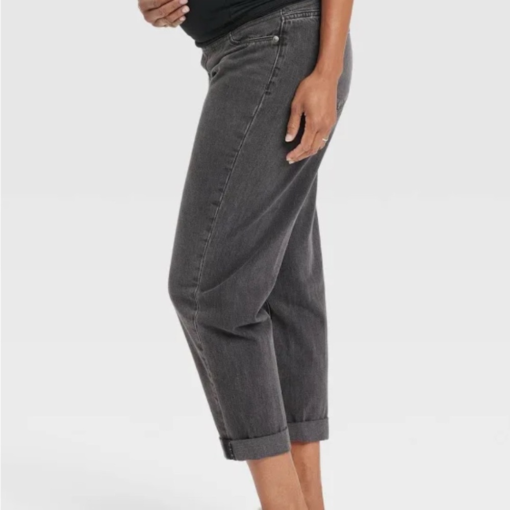 Ingrid & Isabel Cropped Ankle Maternity Jeans in Charcoal Gray
